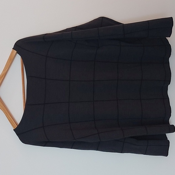 Eileen Fisher Boxy Fit Bateau Neck Window Pane Merino Wool Sweater Black… - Picture 5 of 8